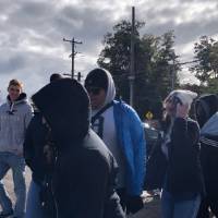 walking to the orchard